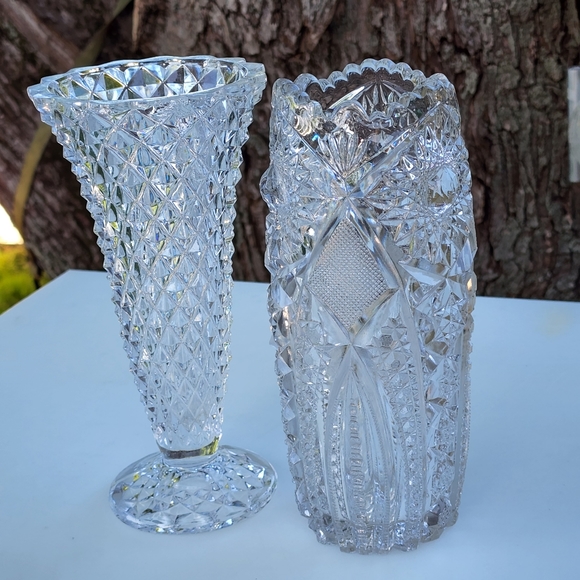 Other - Set of Two Cut Crystal Vintage Vase